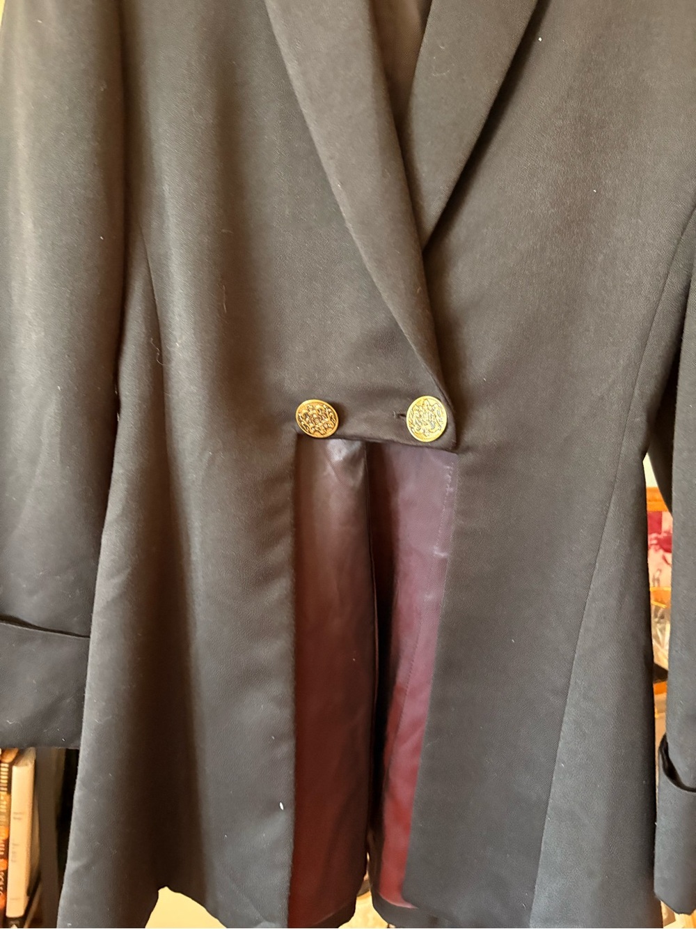 Black Women's Double-Breasted Blazer with Gold Buttons